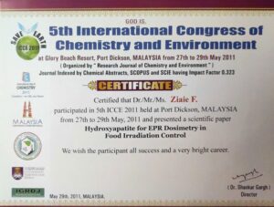 سخنرانی (1) در کنفرانس بین المللی شیمی و محیط زیست-مالزی-2011