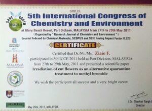 سخنرانی (3) در کنفرانس بین المللی شیمی و محیط زیست-مالزی-2011